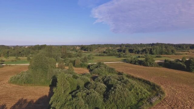 White Winch Flying On a Sunny Summer Day. Aerial Active-Track