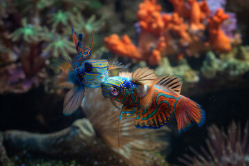 Mandarin fishes fight for territory