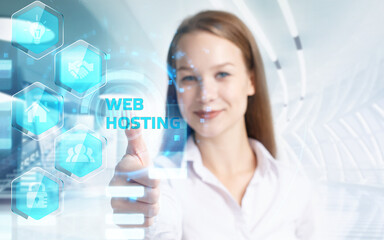 Business, Technology, Internet and network concept. Young businessman working on a virtual screen...