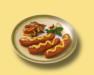 머스타드 소스가 있는 소시지