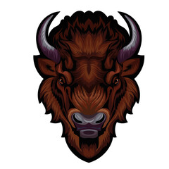 Mascot. Vector head of buffalo © Maria