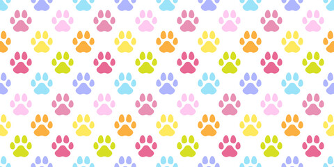 dog paw seamless pattern cat footprint french bulldog vector cartoon repeat wallpaper scarf isolated tile background illustration doodle color design