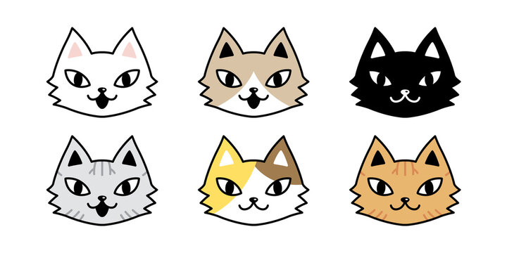 cat vector icon calico kitten face head character cartoon pet breed logo symbol doodle illustration animal design