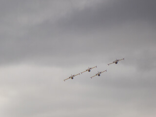 A group of planes in the Spanish air force parade