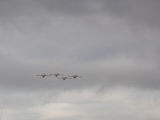 A group of planes in the Spanish air force parade