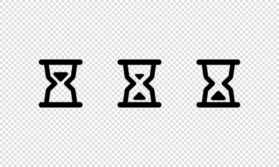 Hourglasses icon set. Sand time. Vector on isolated transparent background. EPS 10