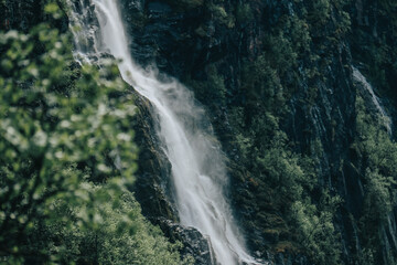 Fototapeta na wymiar Waterfall in the norwegian mountains
