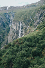 waterfall on the norwegian mountain