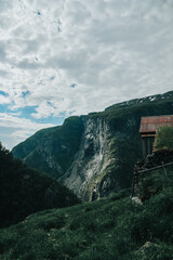 waterfall on the norwegian mountain