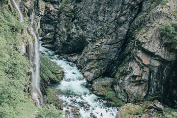 waterfall on the norwegian mountain