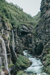 waterfall on the norwegian mountain