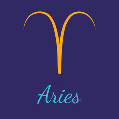Aries vector zodiac icon. Astrological signs with name. Graphic element for print designs - calendar, poster, sky map, sticker