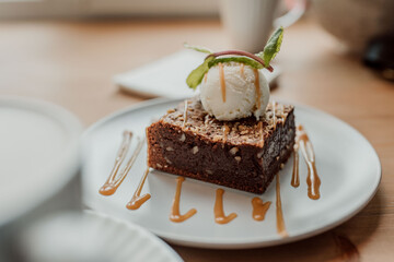 Brownie with ice cream