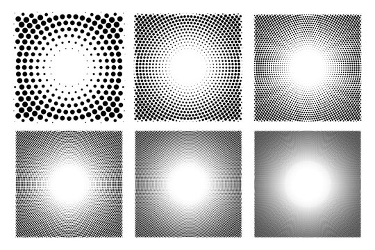 Abstract dotted circles halftone set pop art design texture