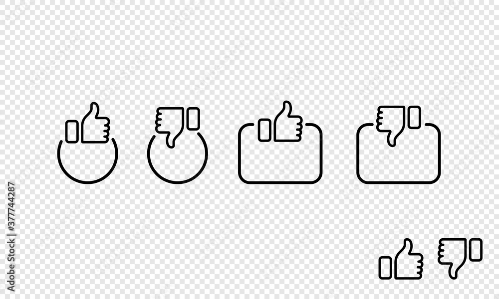 Poster thumb up and down. like and unlike sign. social media users concept. vector on isolated transparent 