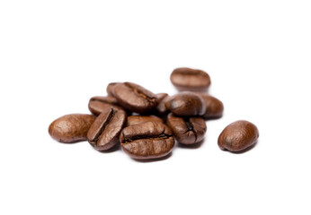 Roasted coffee beans isolated on white background