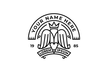 Creative pencil with crown and wings logo design