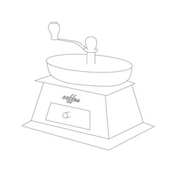 Hand-held coffee grinder sketch. Art design element monochrome stock vector illustration for product design, for packaging design, for coffee shop, for web, for print