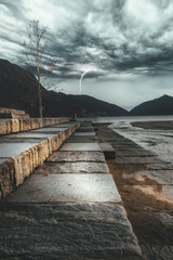 Lugano's riverside on a stormy day