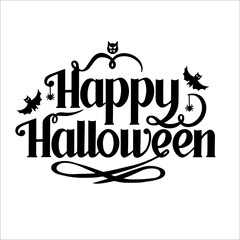 Vector lettering Happy Halloween. Festive inscription for banner, postcard, invitation. Vector illustration.