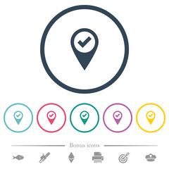 Fototapeta premium GPS map location ok flat color icons in round outlines