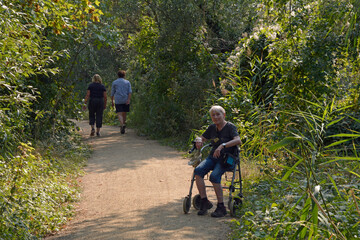 frau mit rollator unterwegs