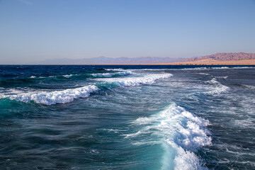 Beautiful raging seas with sea foam and waves