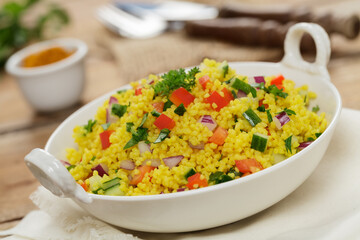 Couscous-Salat mit Gurke und Paprika