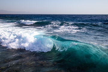 Beautiful raging seas with sea foam and waves