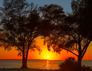 Sunset near Sanibel Island, Florida, USA