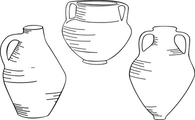 Vector illustration of ancient amphoras