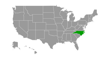 Obraz na płótnie Canvas North Carolina Locate Map