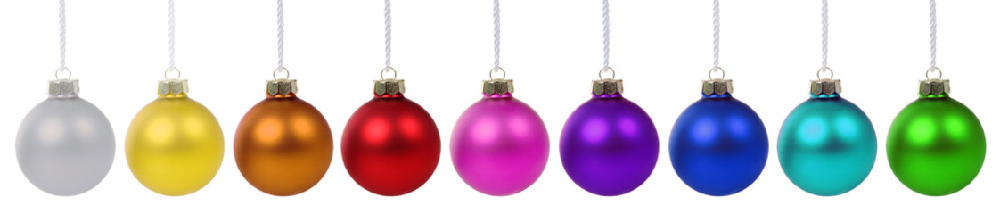 Christmas balls baubles ornament colorful decoration isolated on white