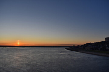 dawn on the Volga River. Nizhny Novgorod