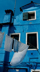 Blue house and blue sky, Burano, Venice, Italy