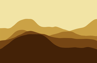 Mountains in the haze at sunset - Vector illustration