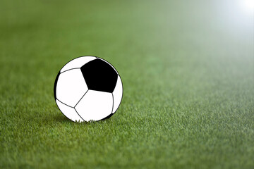 Fototapeta premium Isolated classic black and white illustration ball on green football field