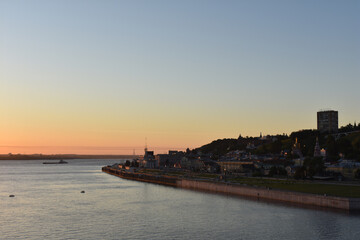 dawn on the Volga River. Nizhny Novgorod