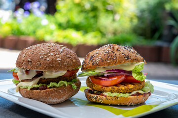 Fresh tasty meat free vegetarian burger made from high quality organic ingredients