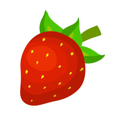 Strawberry. Red sweet berry. Small fruit. Flat cartoon illustration isolated on white. Dessert and natural food