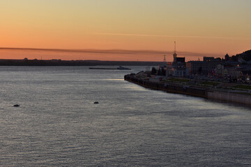 dawn on the Volga River. Nizhny Novgorod
