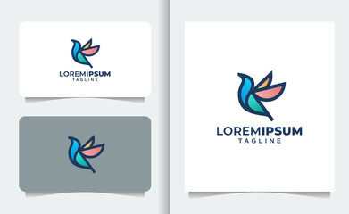 Obraz premium bird logo design powerful color with business card template. premium vector