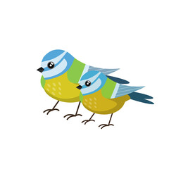Titmouse bird. Cute forest animal. Cartoon flat illustration