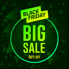 Black Friday sale design green color vector banner, poster, background illustration.