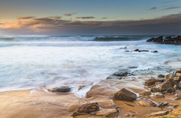 Winter Sunrise High Tide and Big Surf