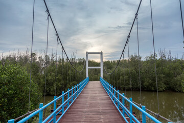 Obraz premium hanger bridge on the water to cross the water