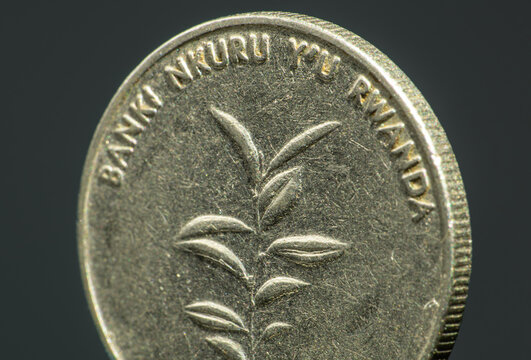 Close-up of a coin  from Rwanda isolated.