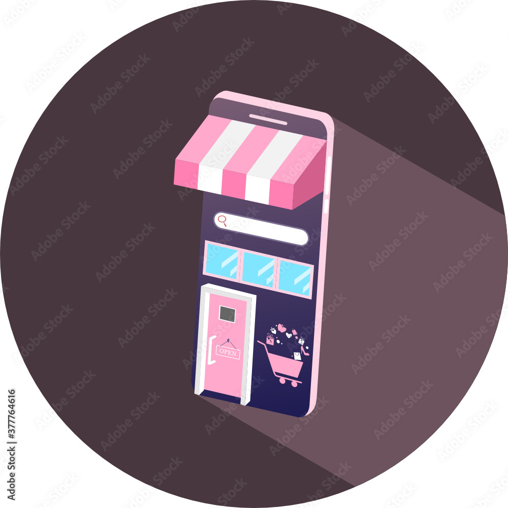 Poster 3d online shopping on websites or mobile applications concepts of vector e-commerce and digital mark