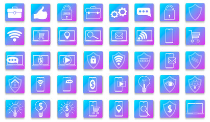 A set of business icons.A set of colorful flat business icons in a modern style with a shadow.Isolated on a white background.You can use it for web design.Flat vector illustration.