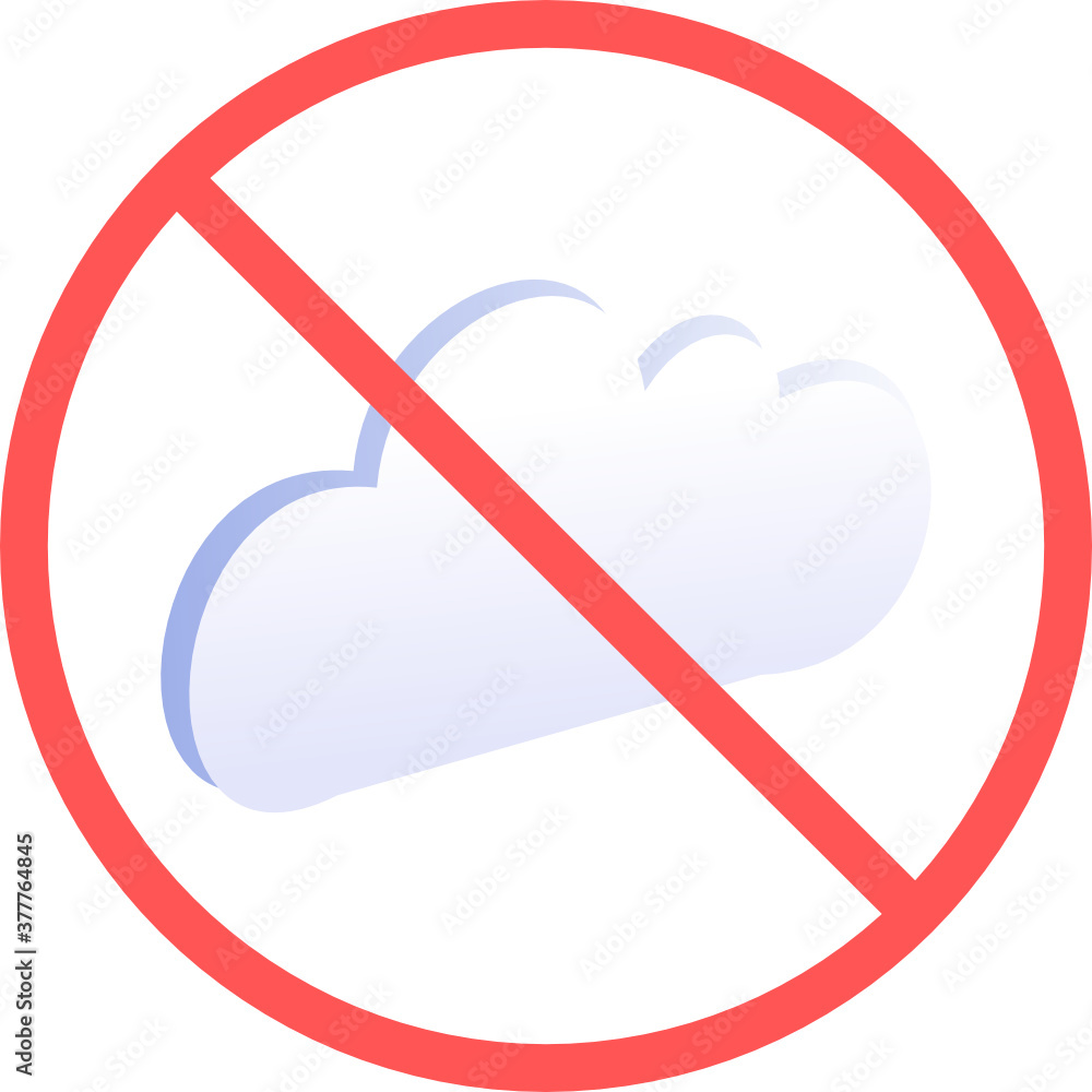 Poster no cloudy weather or no cloud computing vector icon isolated in white background for apps mobile, pr